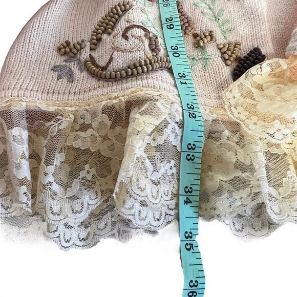 VTG StoryBrooke Knits Long Line Beaded Sequin Duster Cardigan XS - Picture 8 of 9